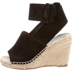 Celine Suede Ankle Wrap Espadrille Wedge